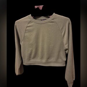 Women's Olive Green Cropped Sweatshirt size S by No Bo